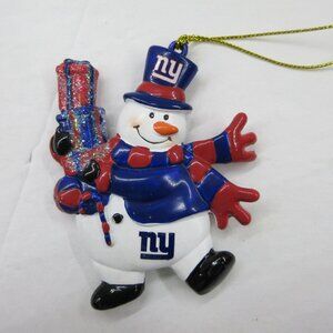 New York Giants NFL Snowman with Gifts Ornament by The Memory Co. 3"